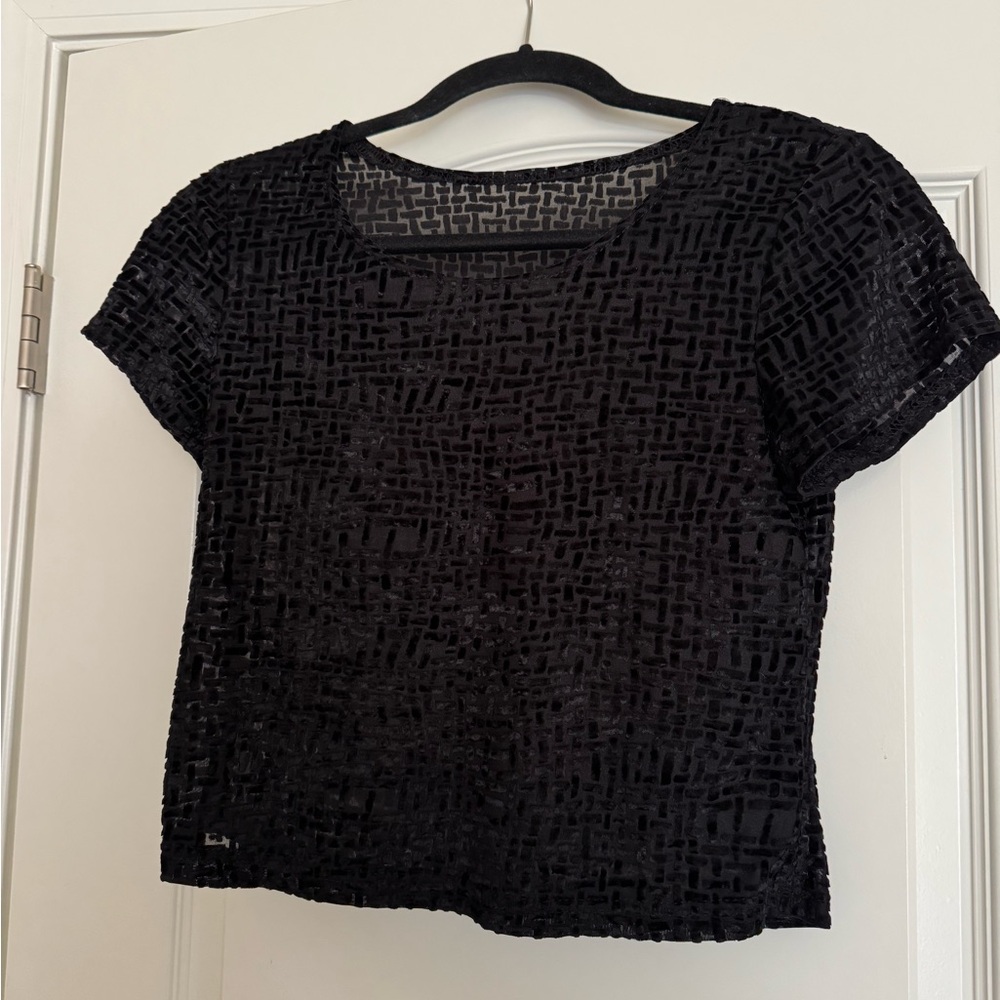 Black Textured Crop Tee